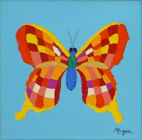 Small Butterfly on Blue 1 by Mary Ellen Mogee