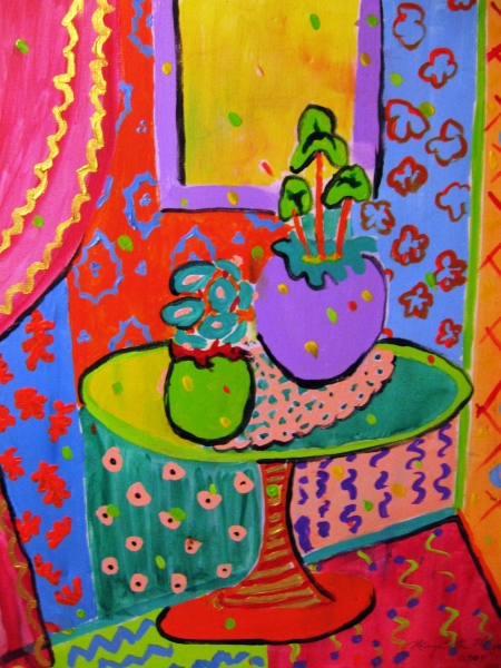 Click here to view Happy Painting--Pedestal by Mary Ellen Mogee