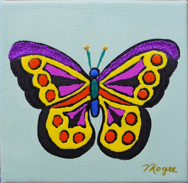 Small Butterfly on Green #1 by Mary Ellen Mogee