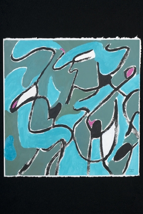 Teal and Gray Abstract by Mary Ellen Mogee